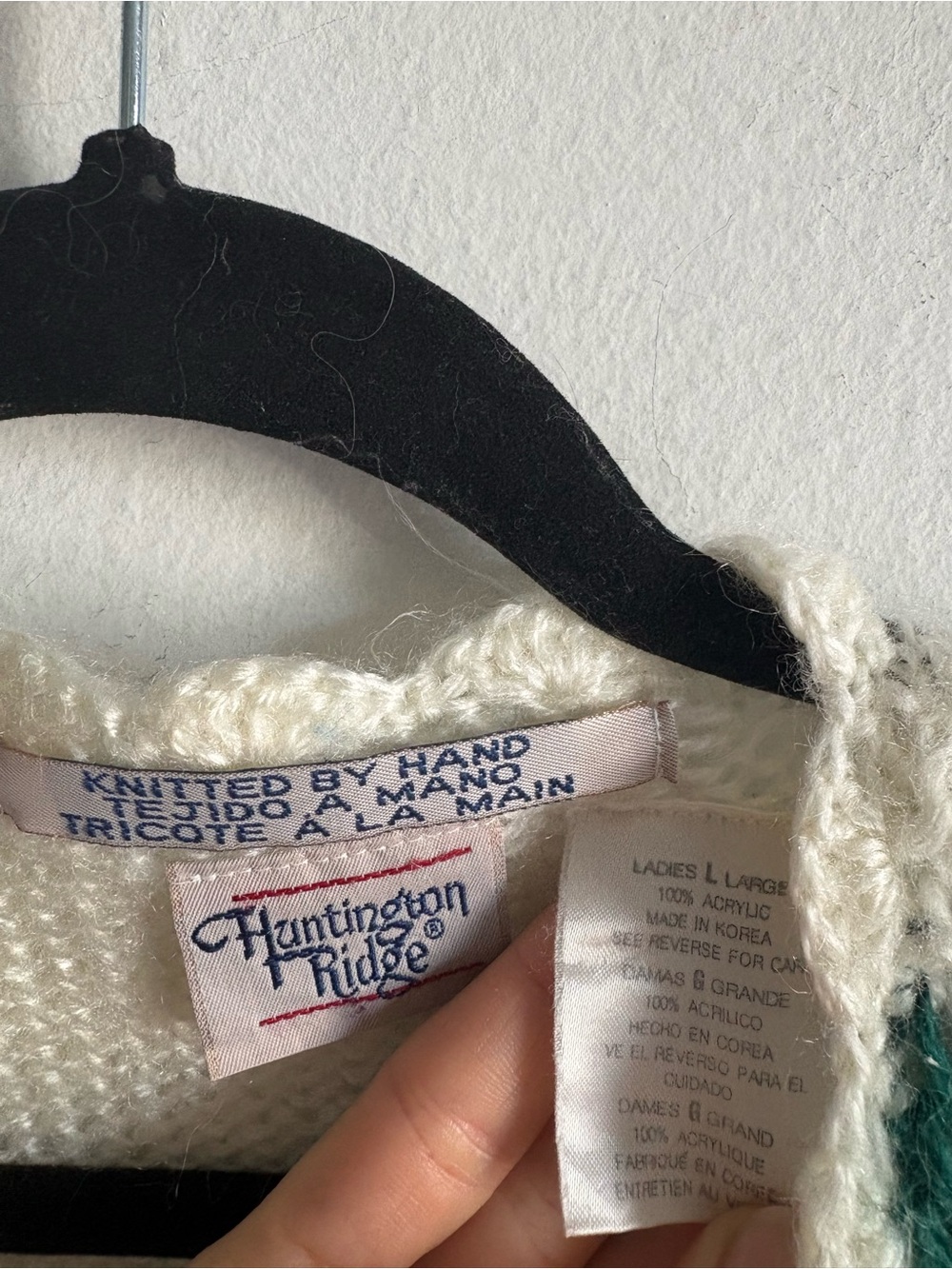 Vintage Sz L Hand Knit Holidays Christmas Winter Grandmacore Sweater Vest - Picture 5 of 7
